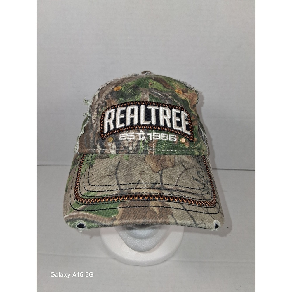 Realtree Camo Baseball Cap Hat Country Born Stretch Distressed